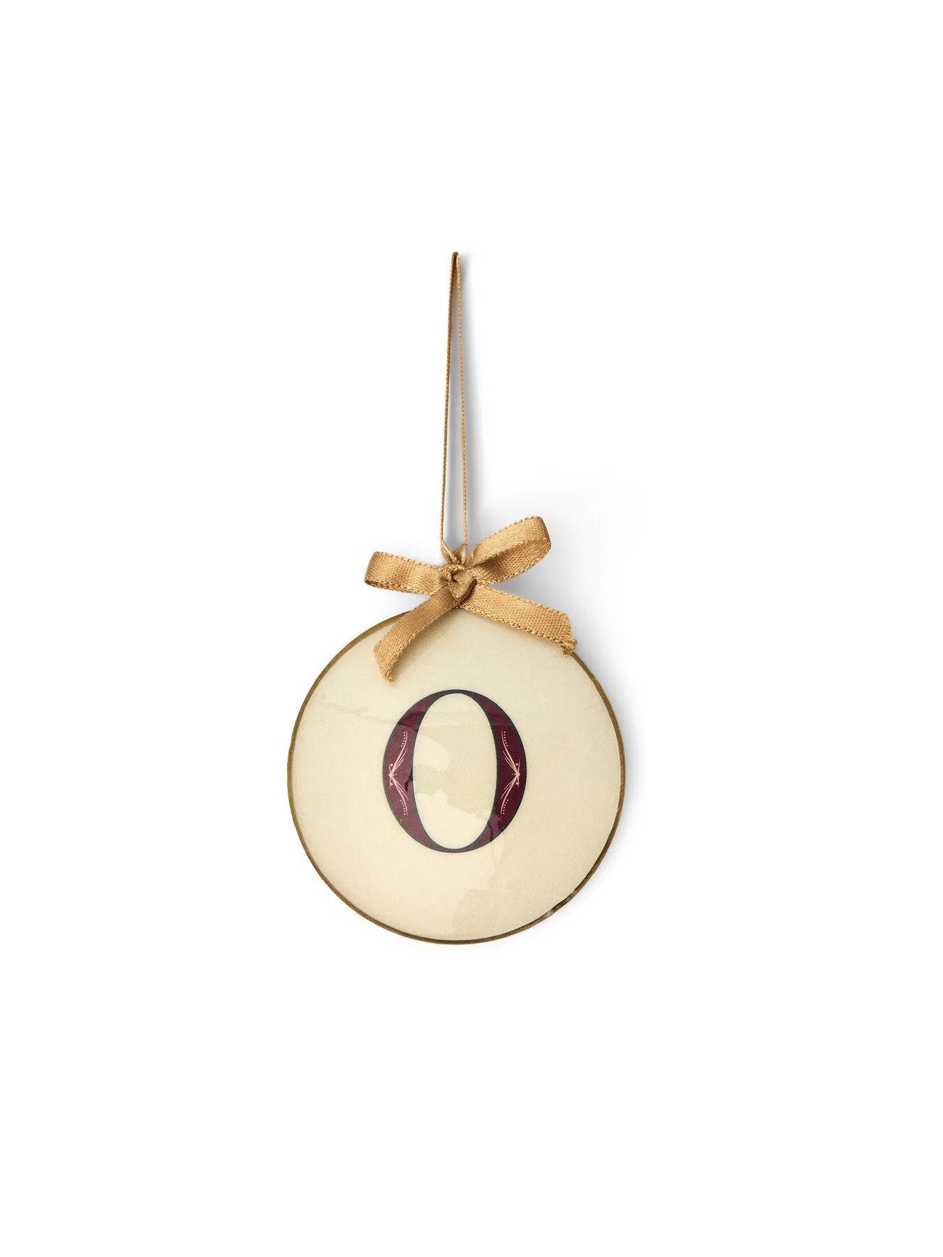 Round Letter O Bauble - White/Red, Enamel image