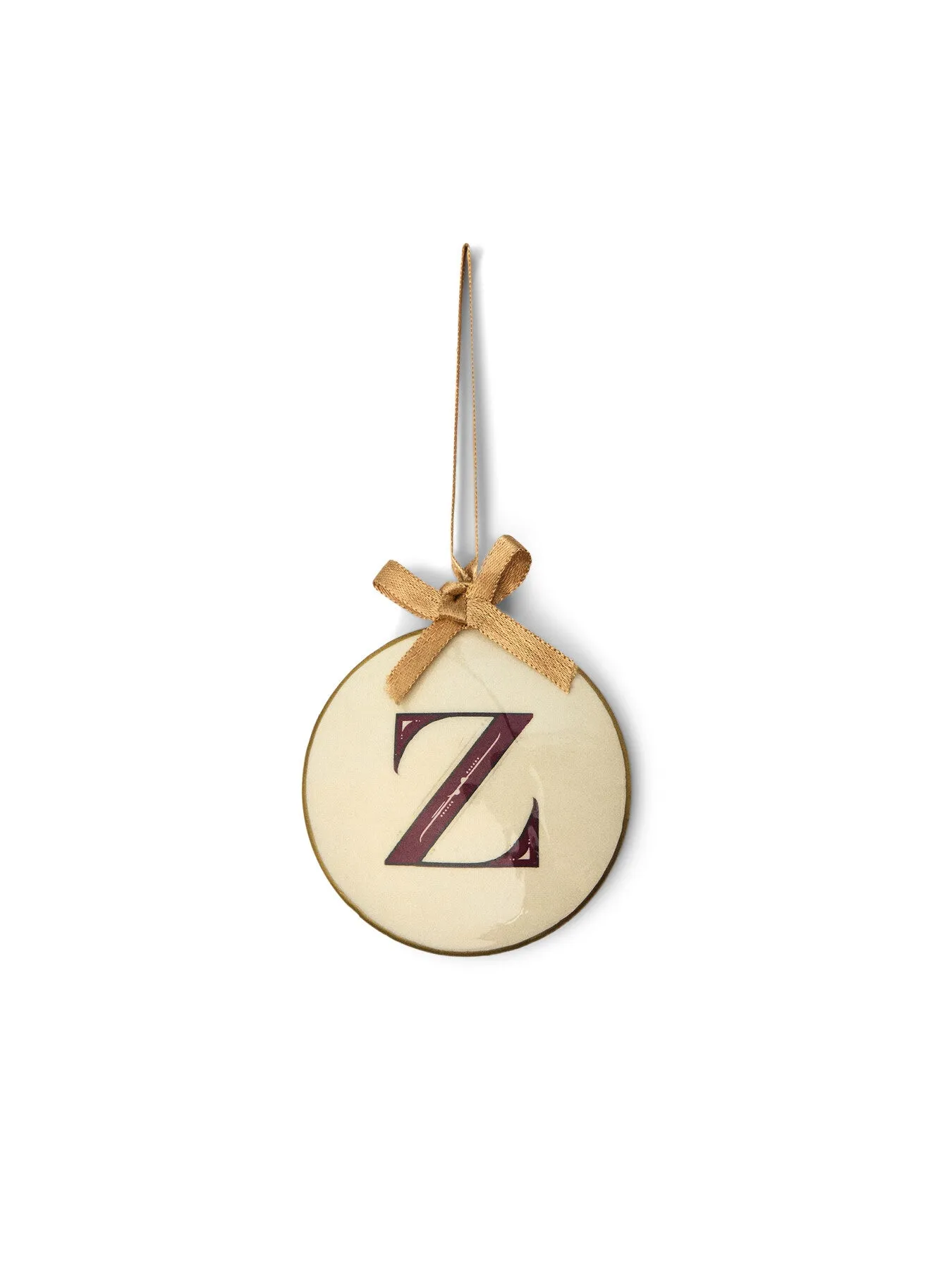 Round Letter Z Bauble - White/Red, Enamel image