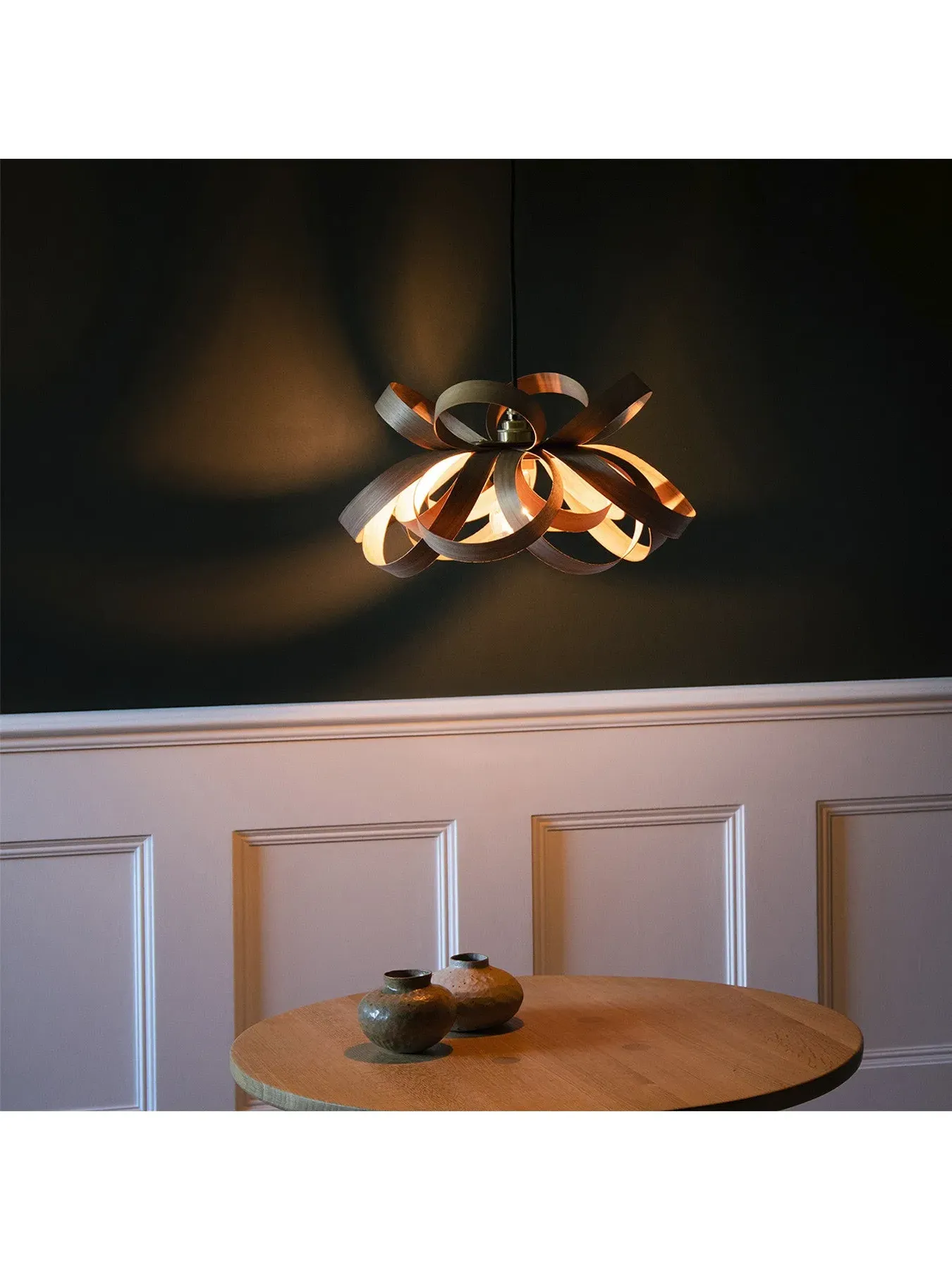 Small Pendant Light with Curves - Walnut