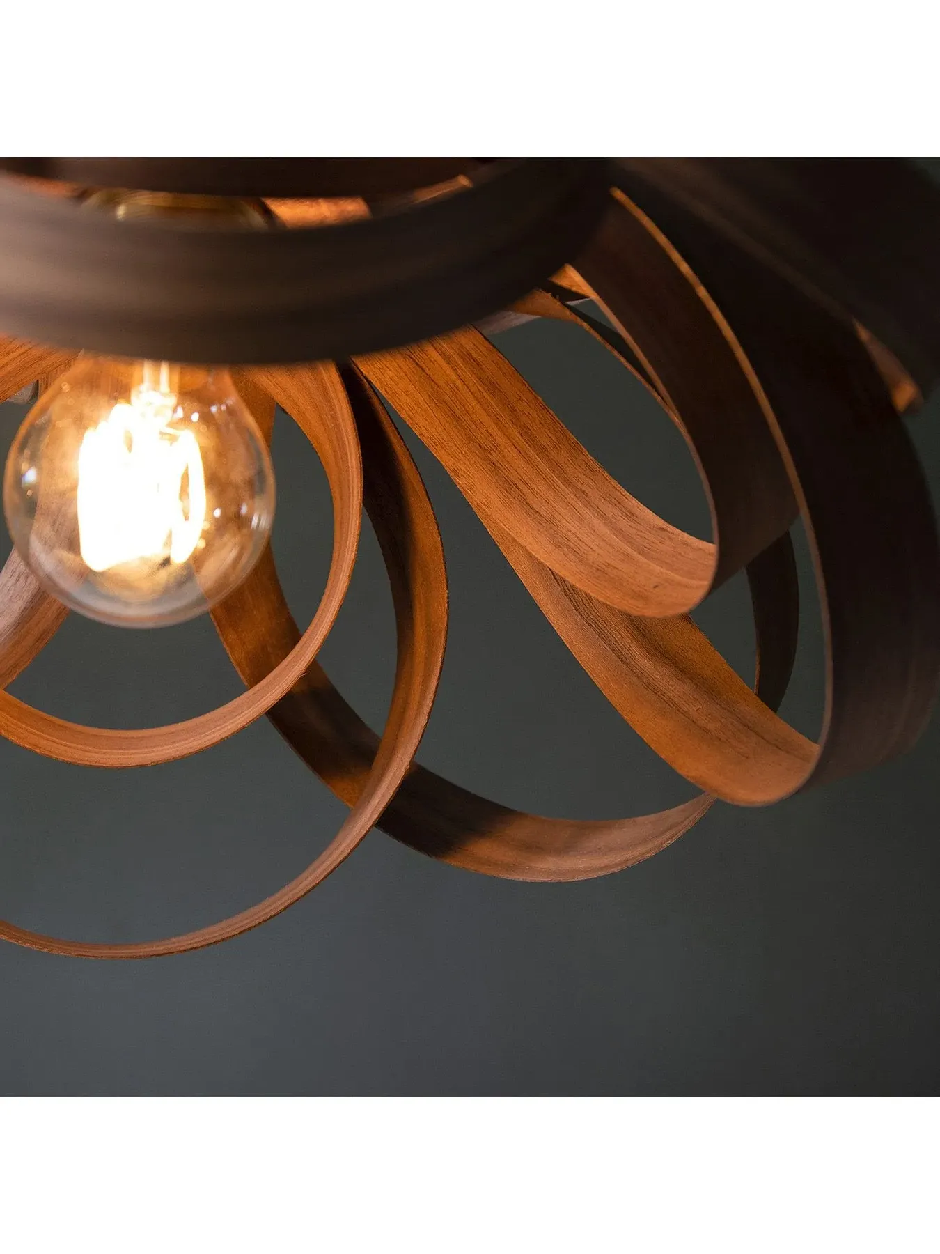 Small Pendant Light with Curves - Walnut