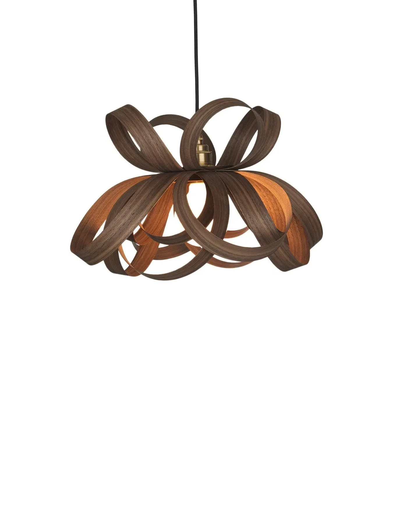 Small Pendant Light with Curves - Walnut image