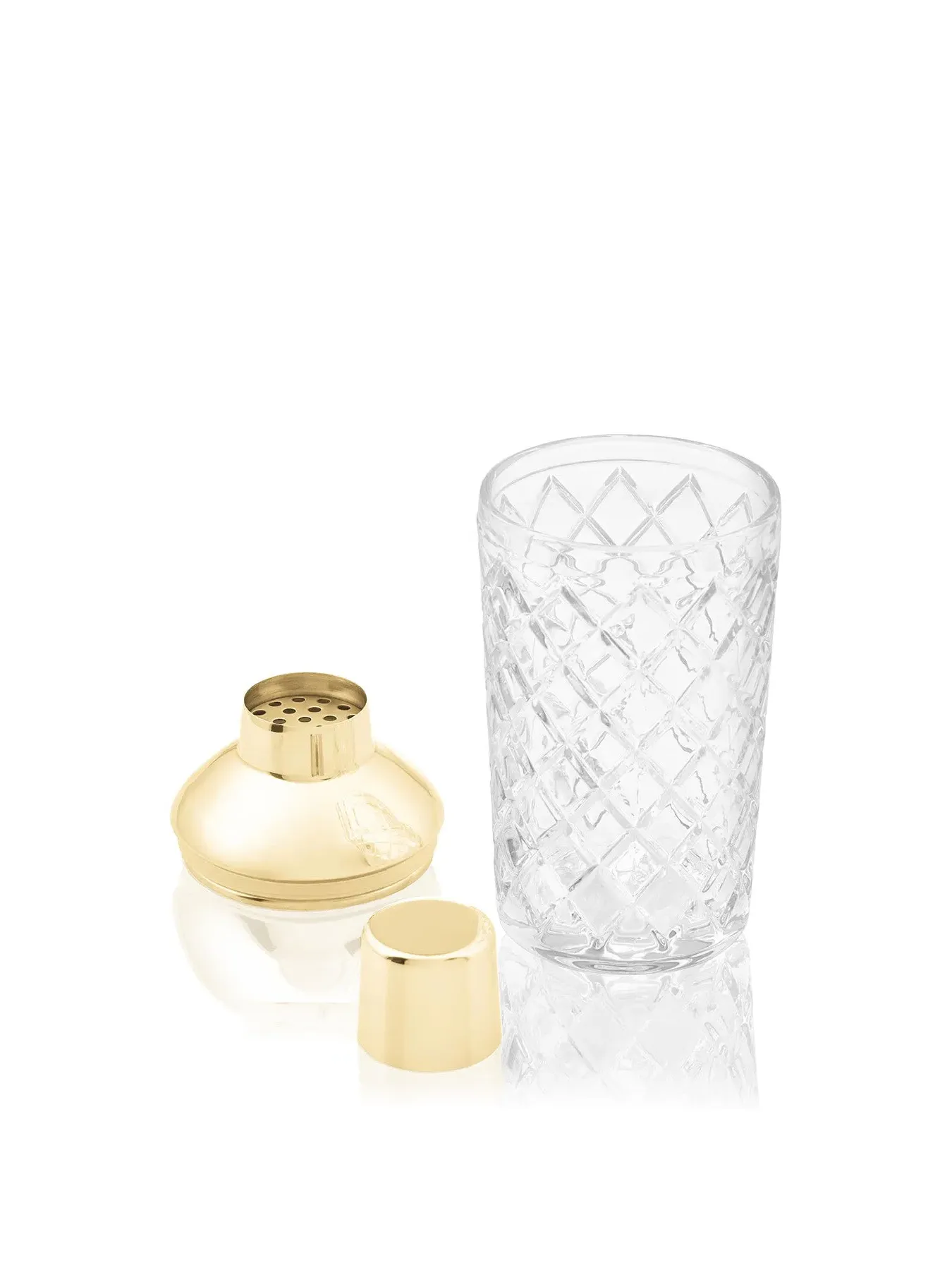 600ml Cocktail Shaker with Strainer - Gold, Glass