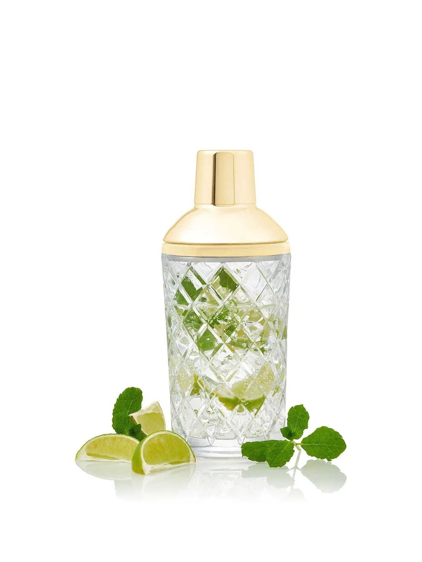 600ml Cocktail Shaker with Strainer - Gold, Glass