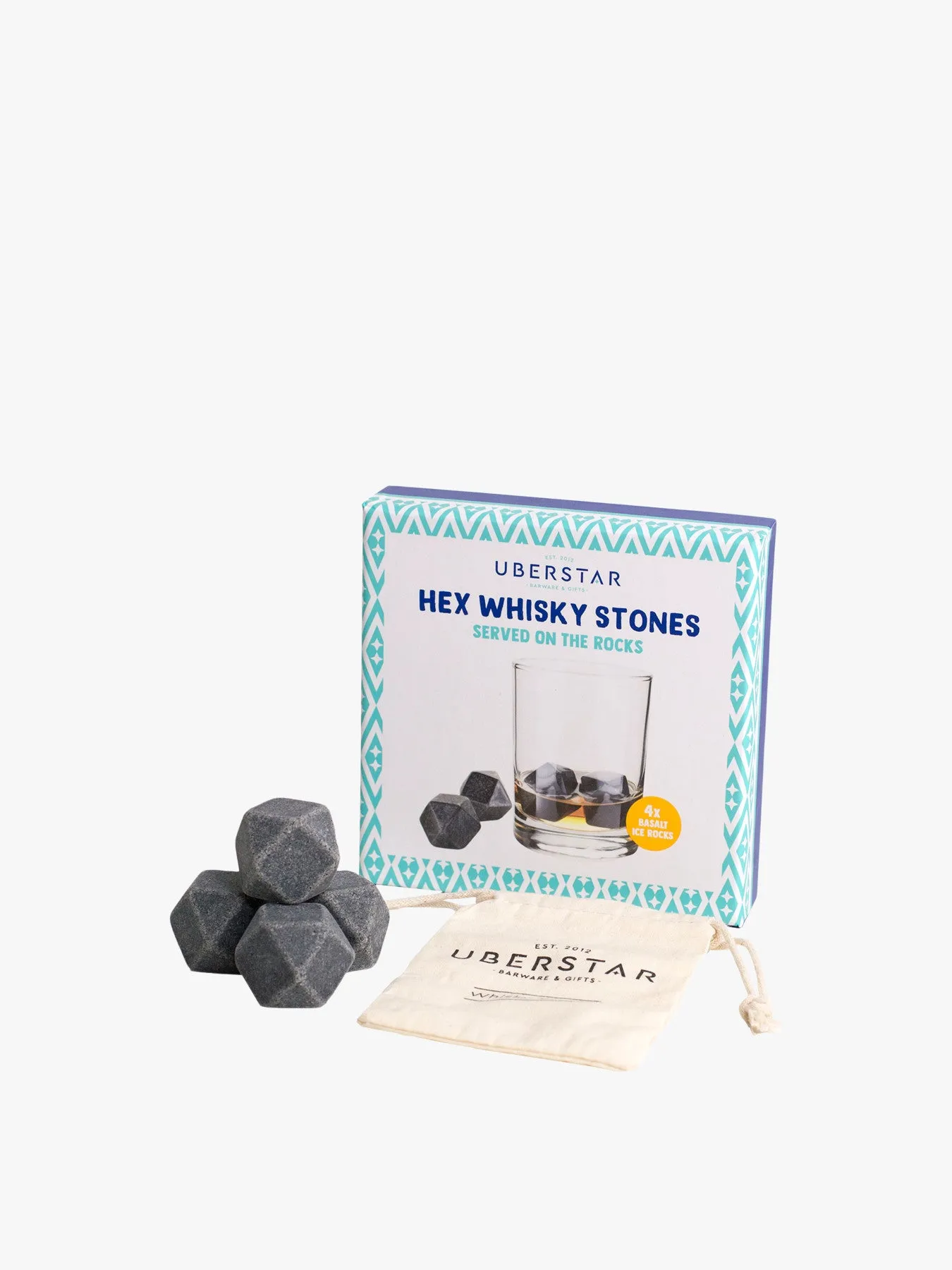Hex Whisky Stones Set of 4 - Basalt