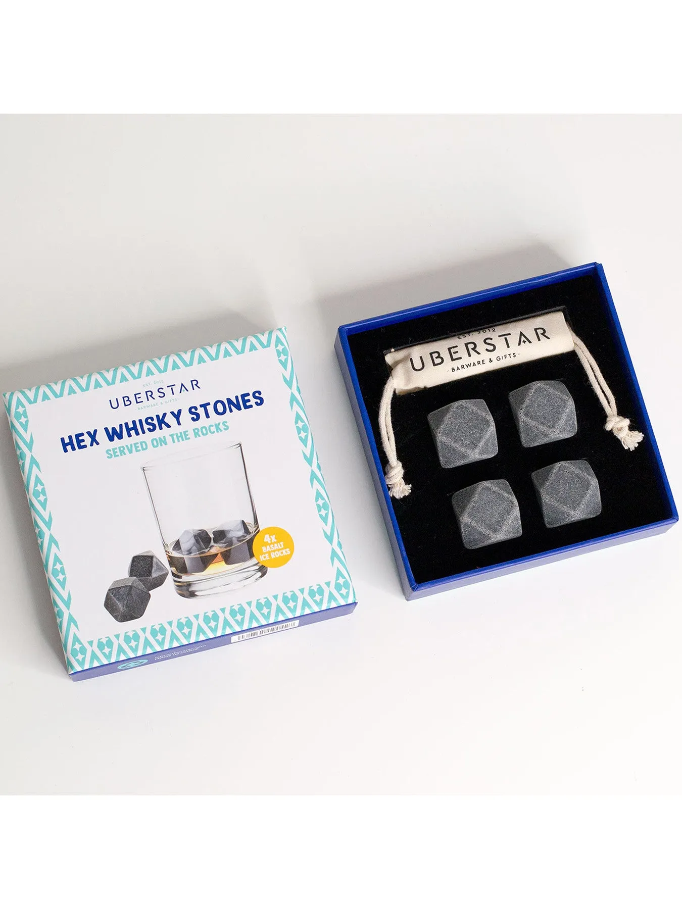 Hex Whisky Stones Set of 4 - Basalt