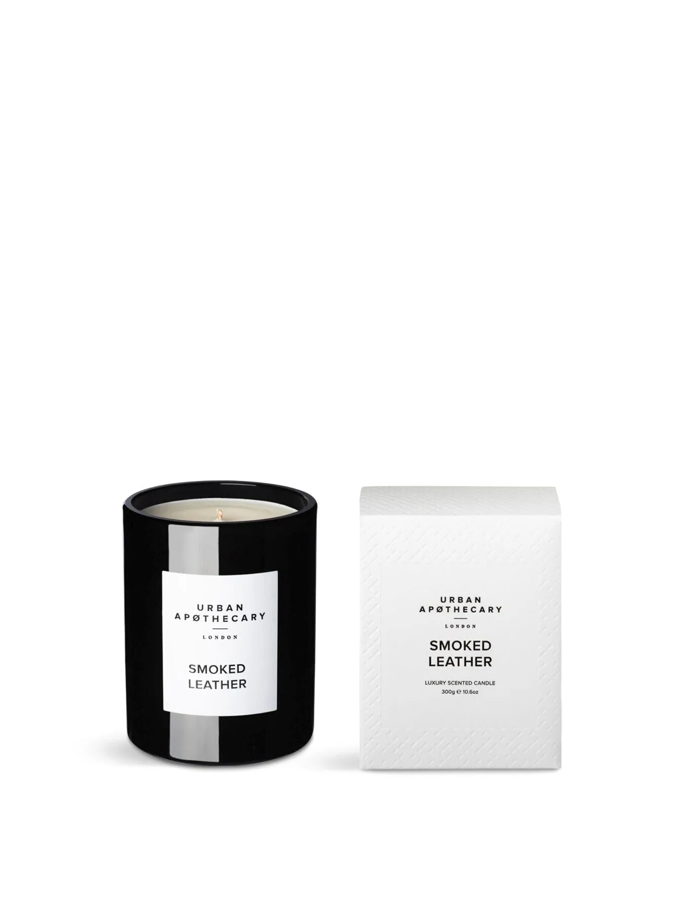 300g Luxury Candle Smoked Leather - Black Glass image