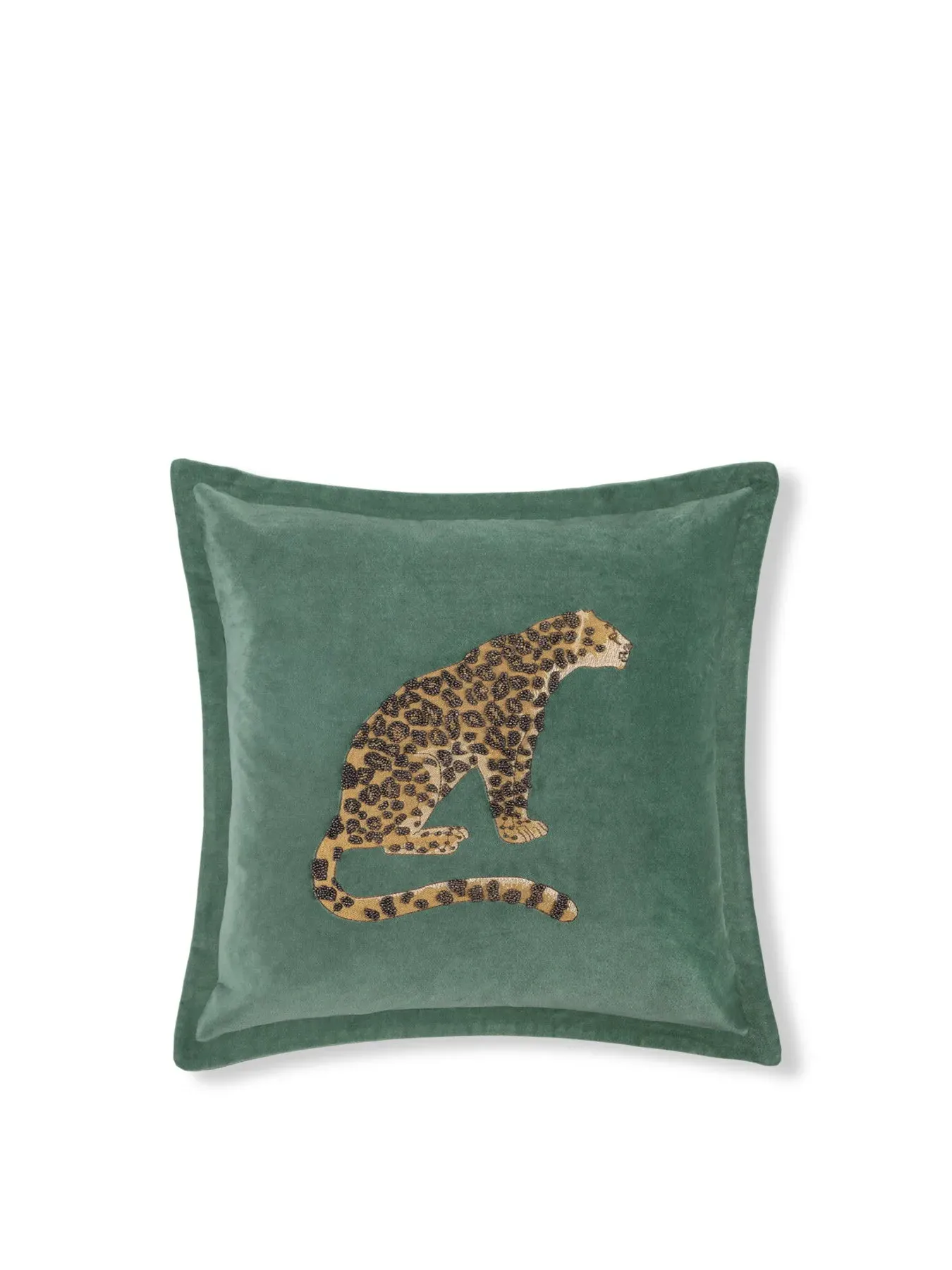 Square Cushion with Embroidery - Aqua, Velvet image