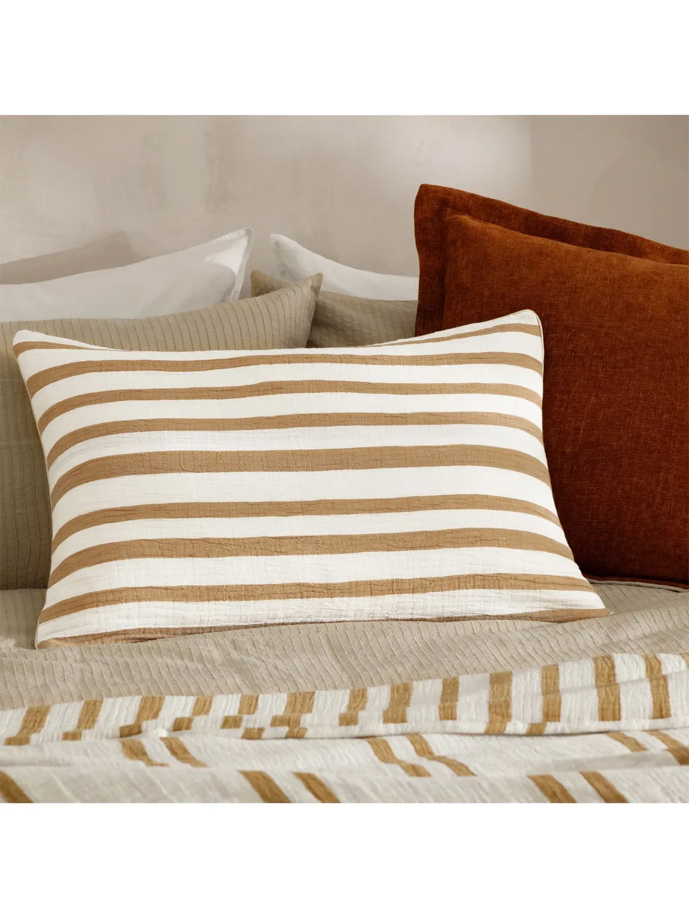 Rectangular Cushion Woven Stripe - Cinnamon