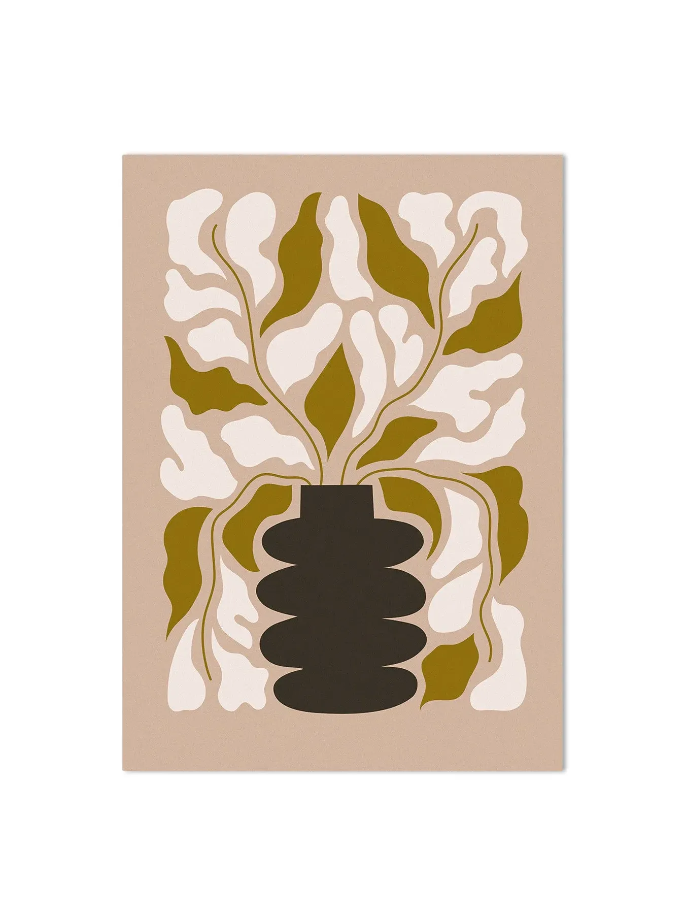 Abstract Flowers Wall Art Print - Black Vase image