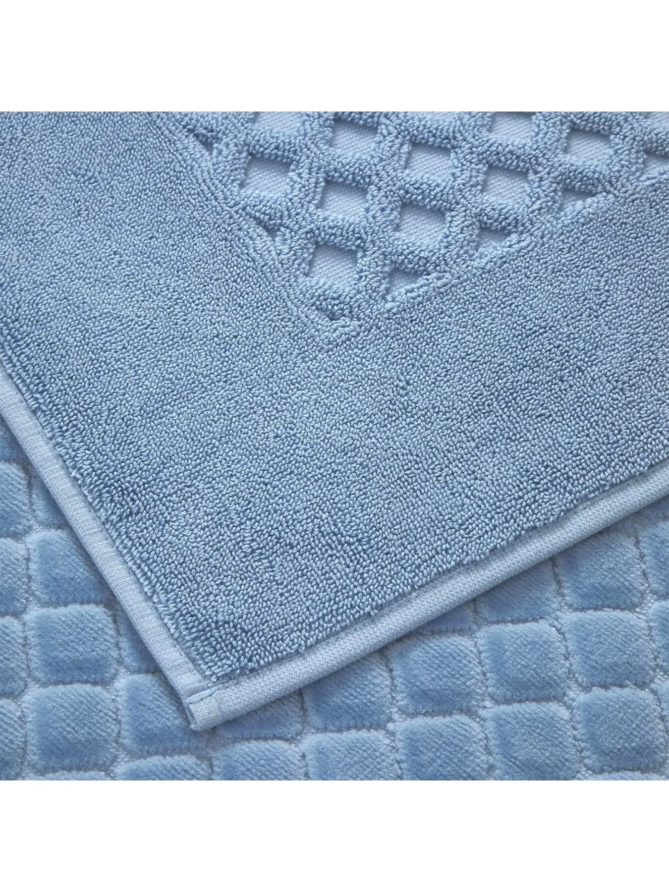 Bath Mat with Diamond Quilting - Blue, Cotton