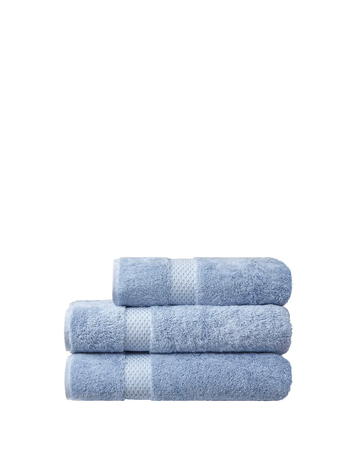 Guest Bath Towel with Embroidered Stripe - Blue, Cotton