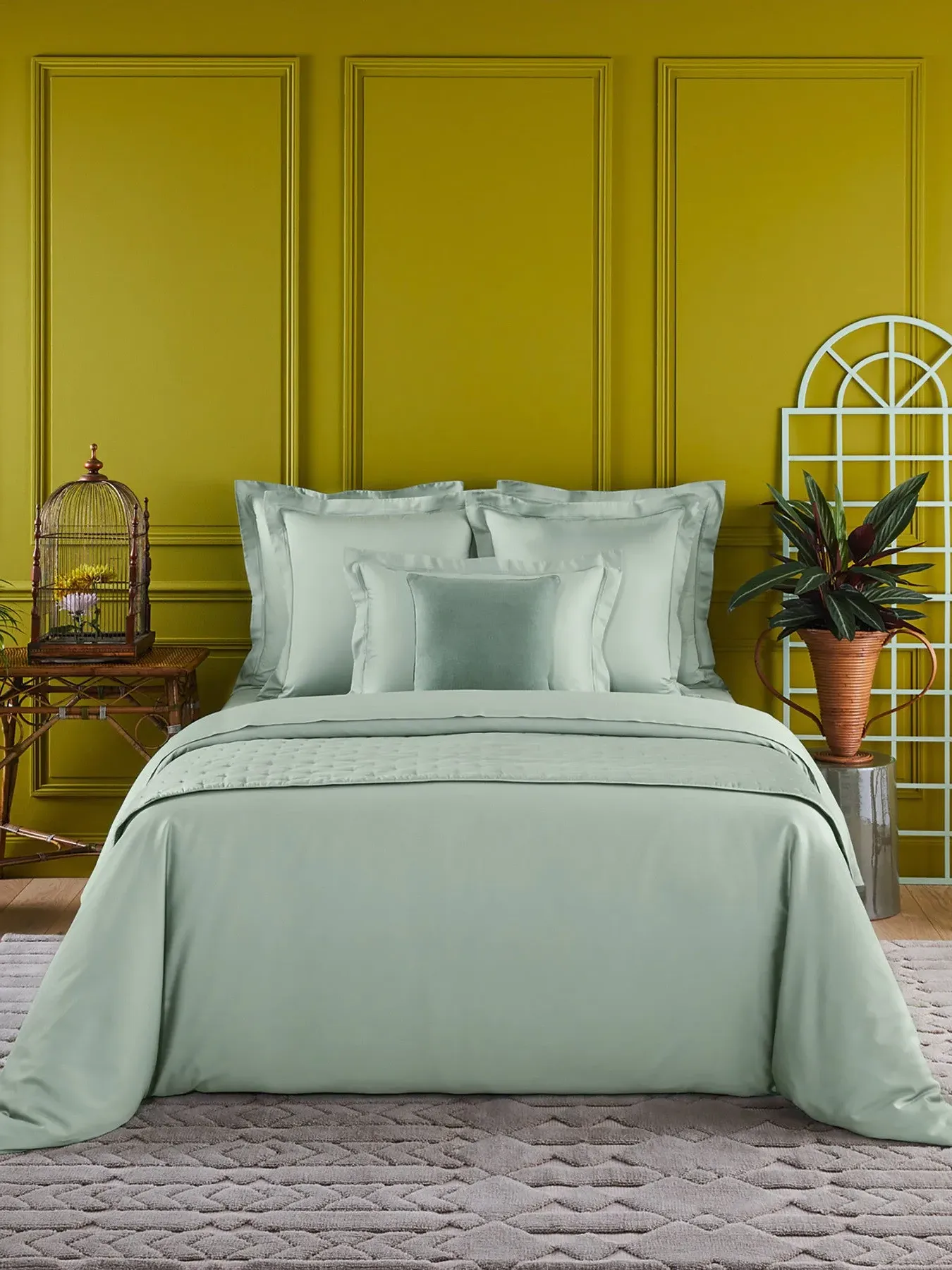 Square Oxford Pillowcase - Green, Linen