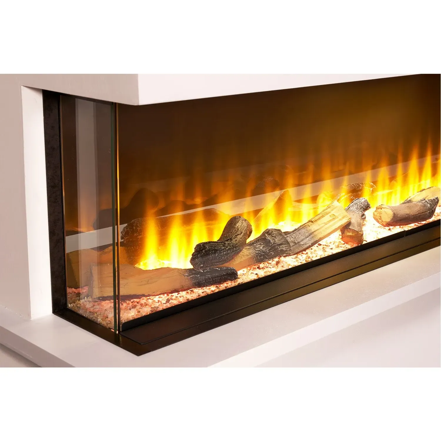 31 Inch Electric Fire with 3D Flames - Black, Steel