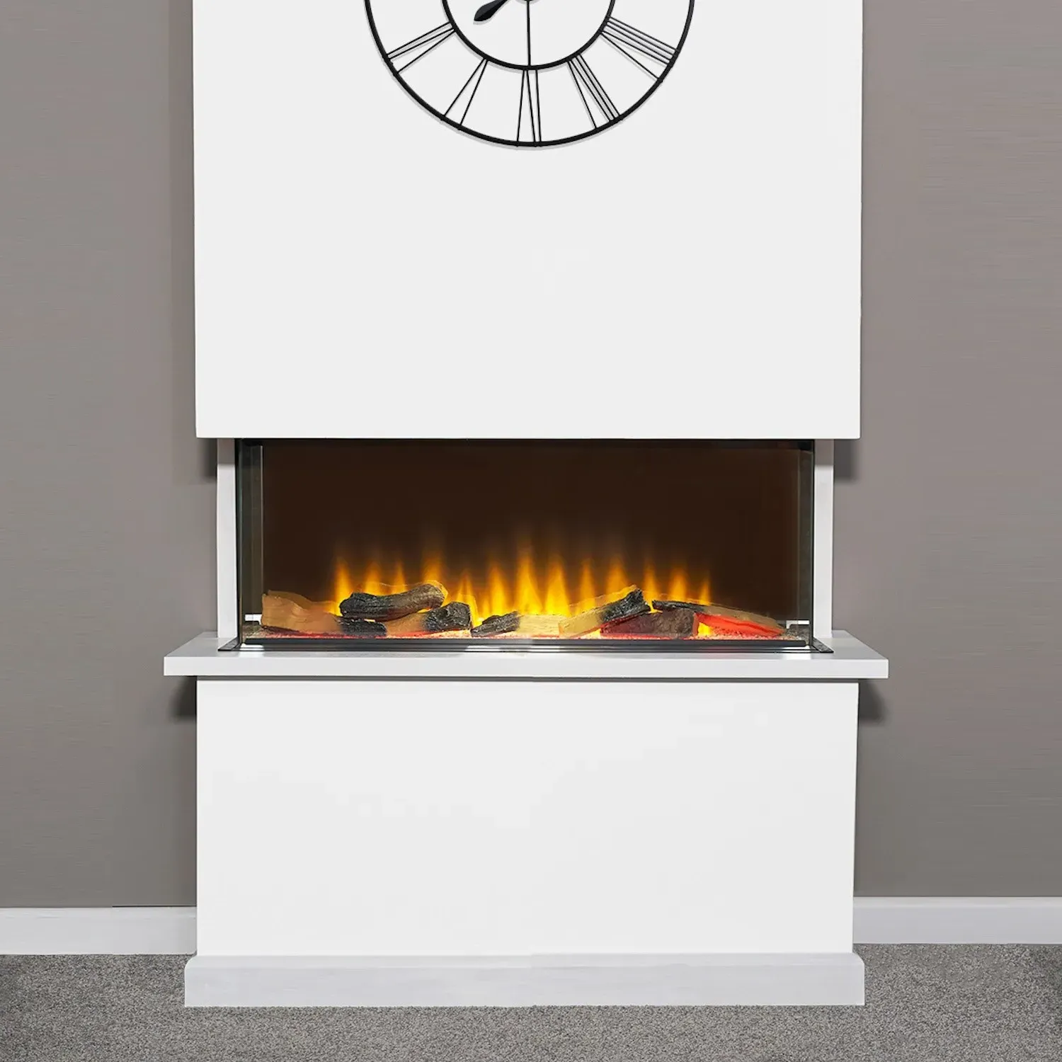 31 Inch Electric Fire with 3D Flames - Black, Steel image