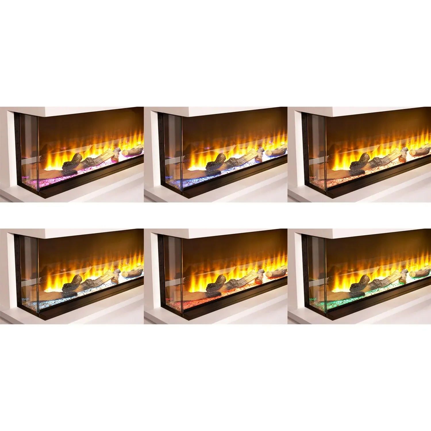 81 Inch Electric Fire with 3D Flames - Black, Steel