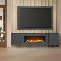 Electric Floating Media Wall Suite - Black, Oak