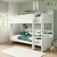 Bunk Bed with Storage Shelves - White, Wood
