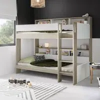 Bunk Bed with Storage Shelves - White, Wood