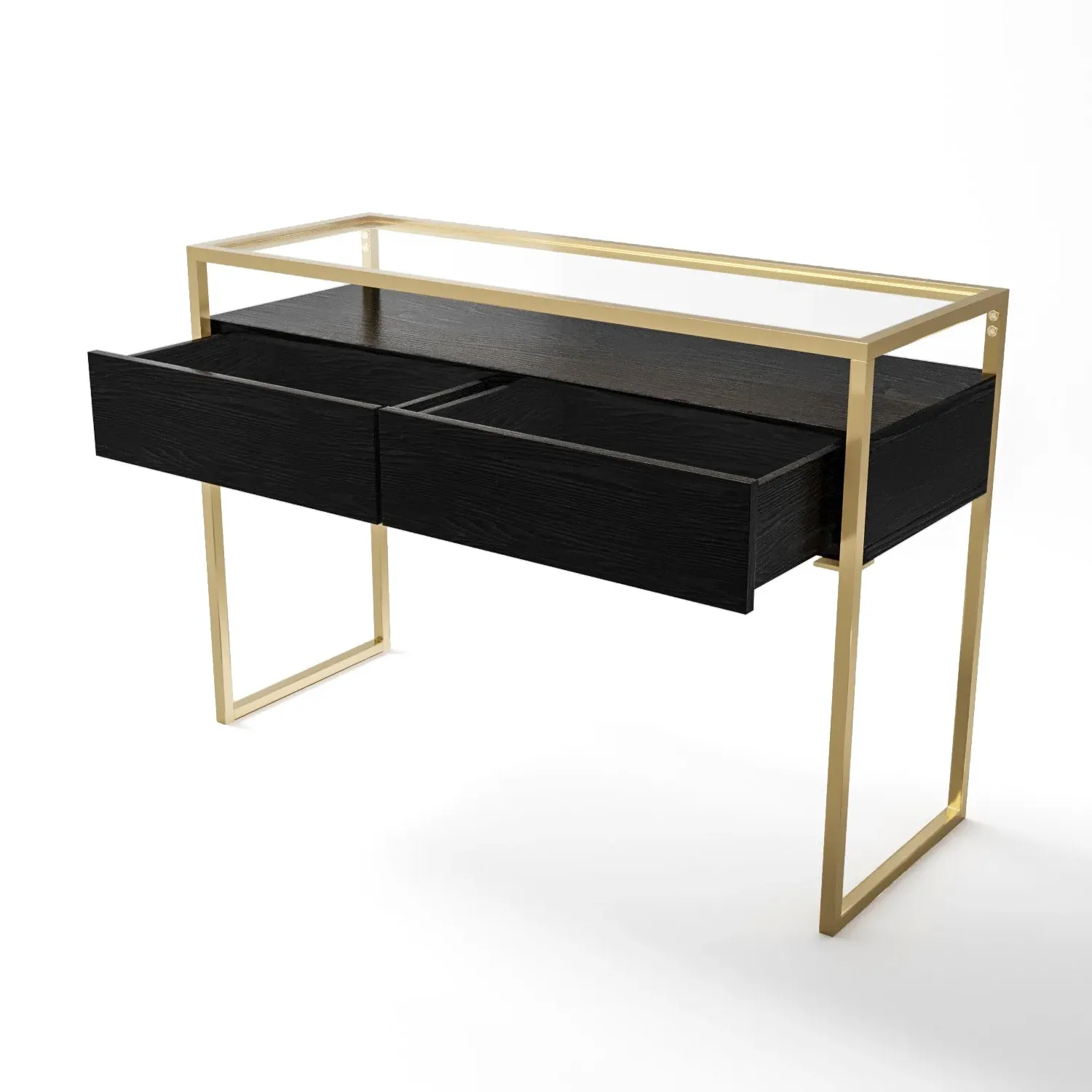 Large Console Table with Drawers - Black, Glass