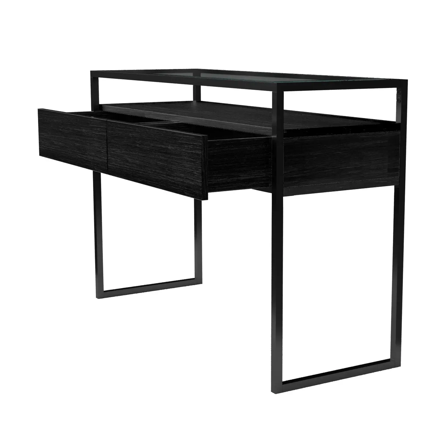 Large Console Table with Drawers - Black, Glass