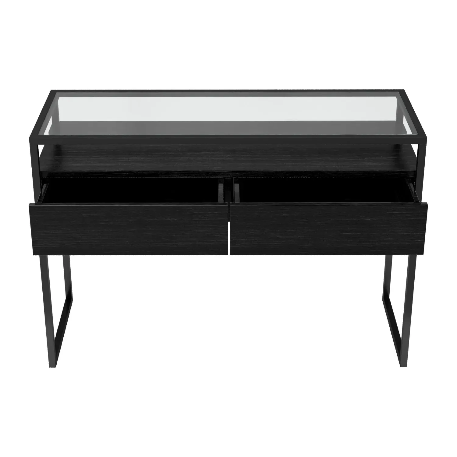Large Console Table with Drawers - Black, Glass