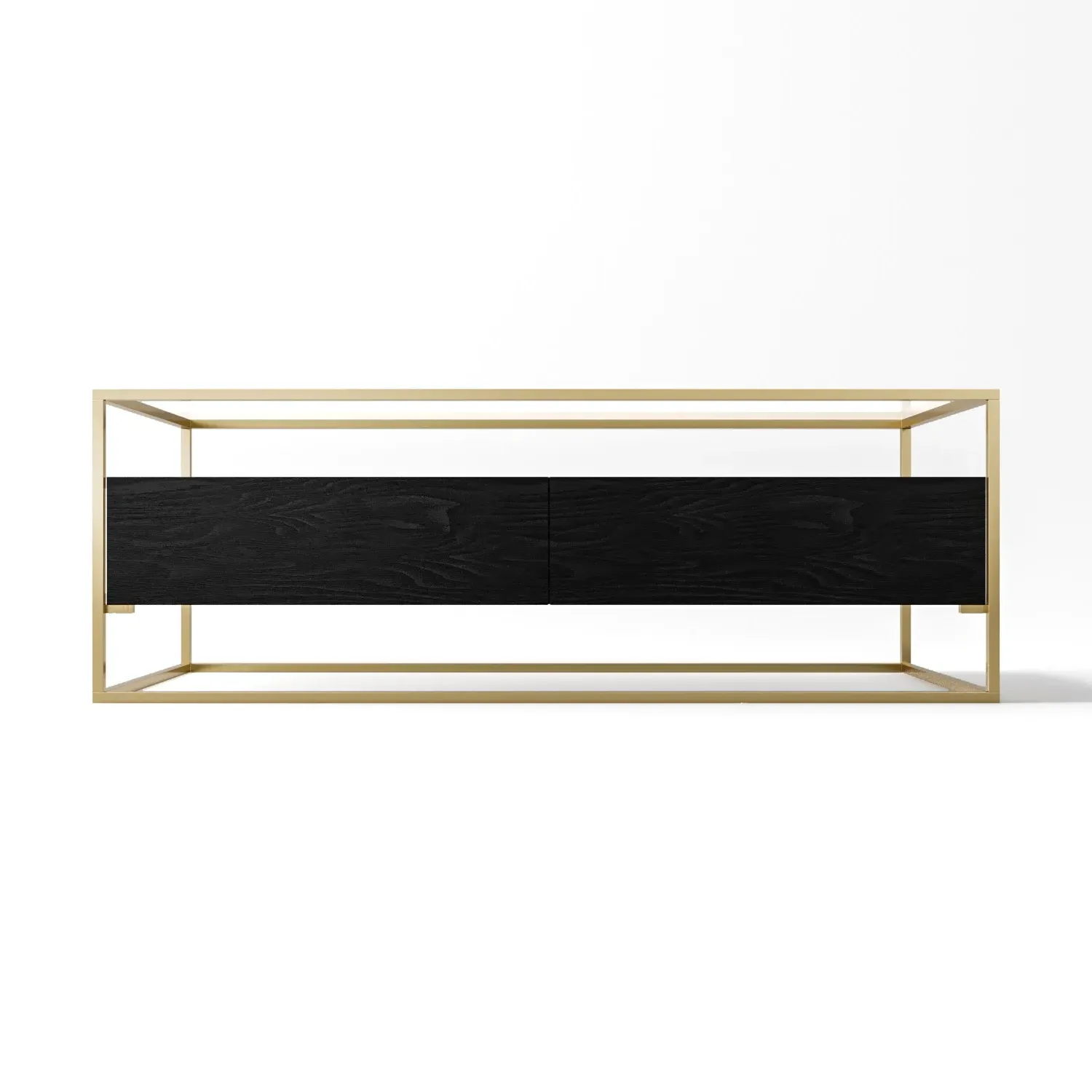 Rectangular Coffee Table with Storage - Black, Glass