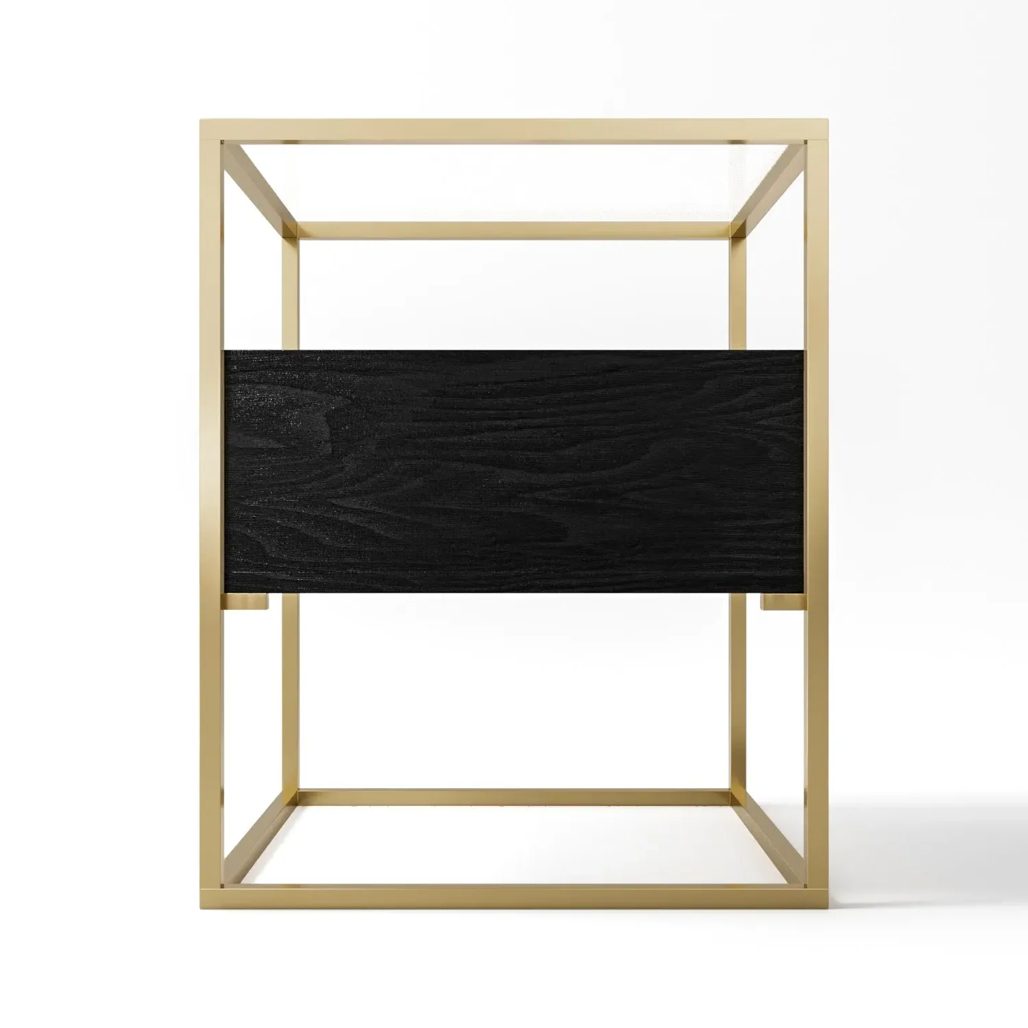 Square Side Table with Storage - Black, Glass