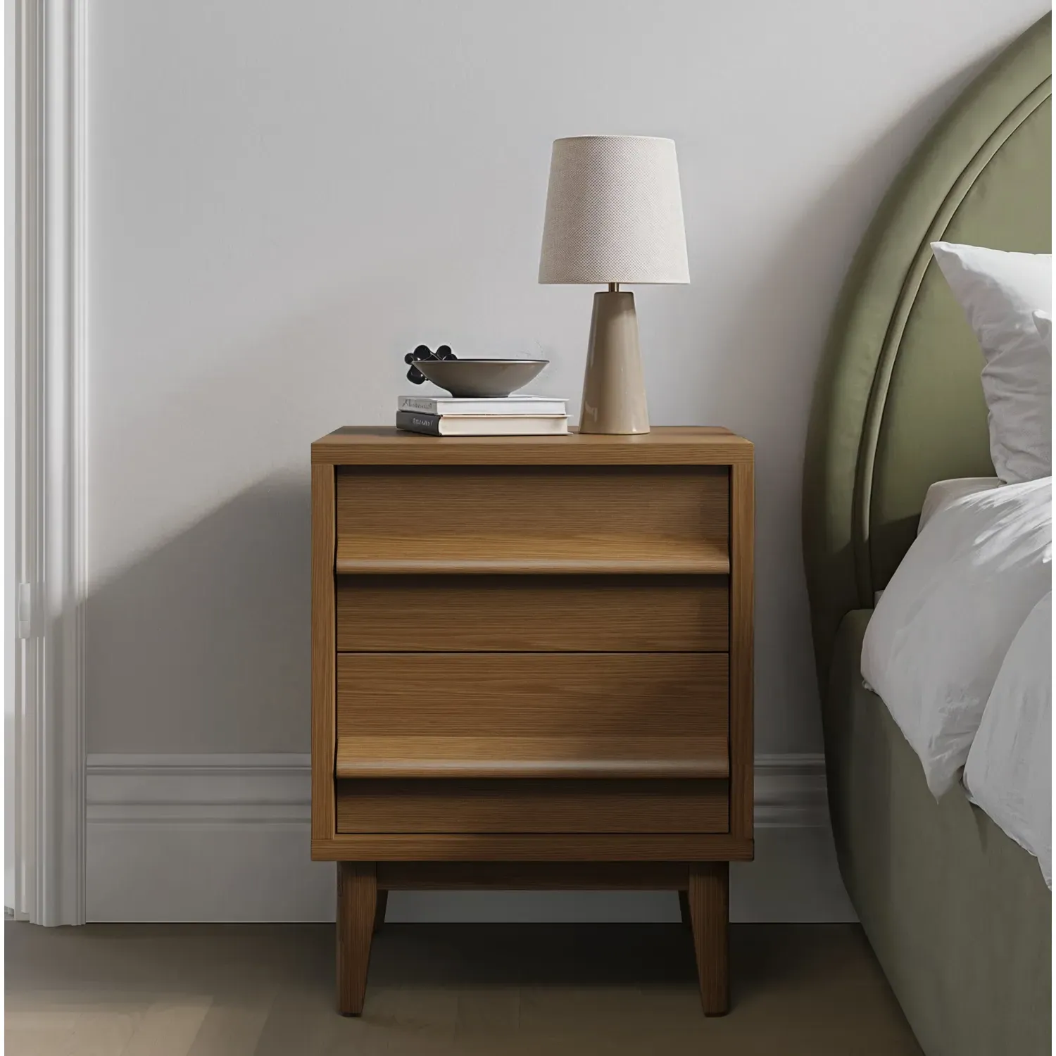 2-Drawer Bedside Table - Dark Oak, Wood image