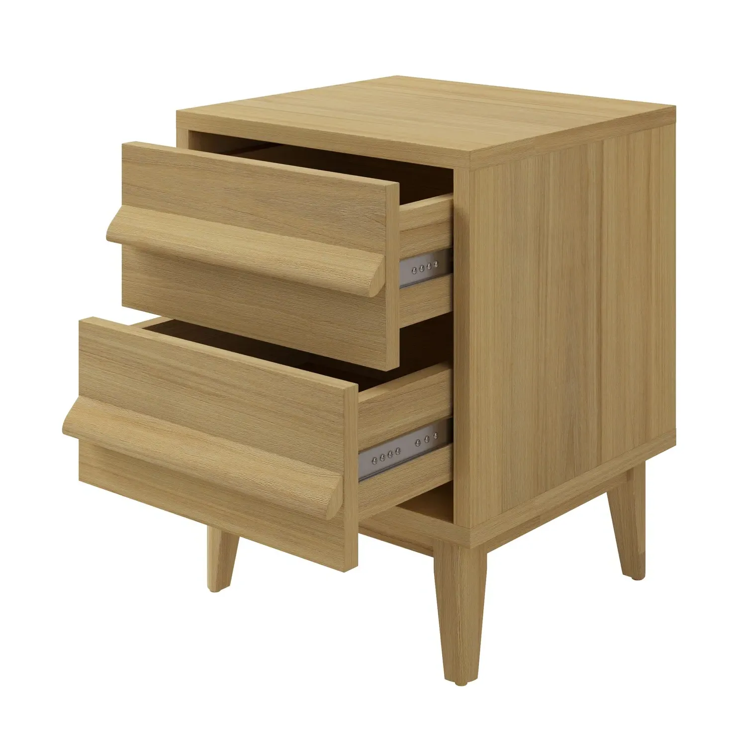 2-Drawer Bedside Table - Light Oak, Wood