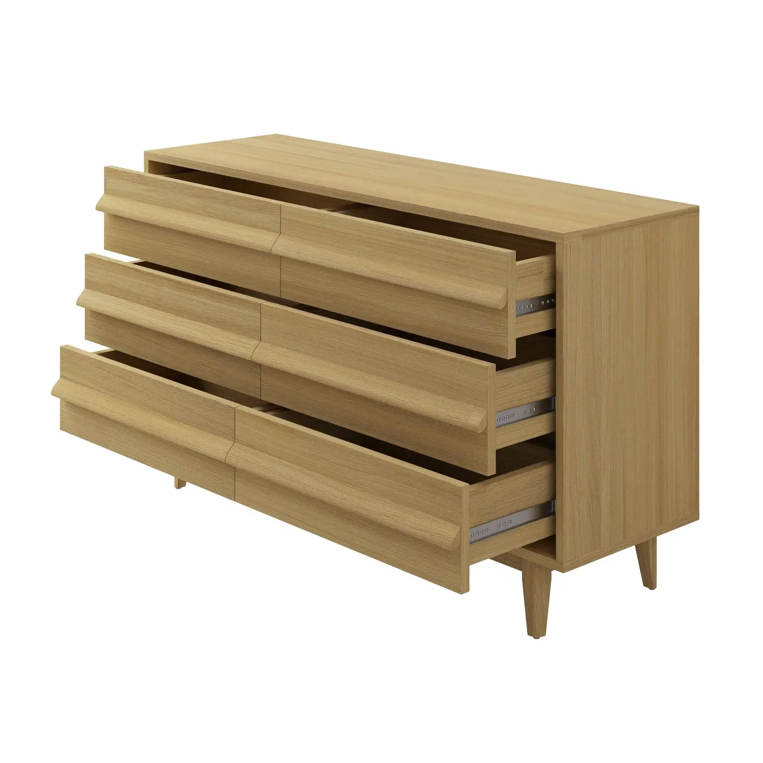 Wide 6-Drawer Chest - Light Oak, Wood
