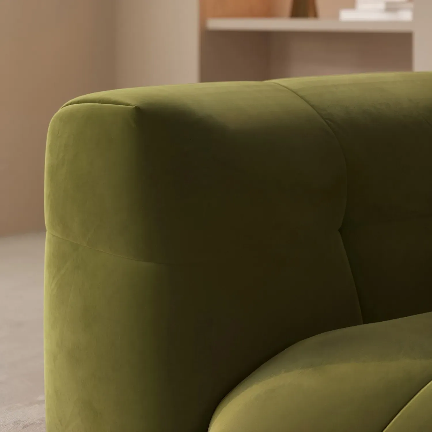 2-Seater Love Seat - Olive Green, Velvet