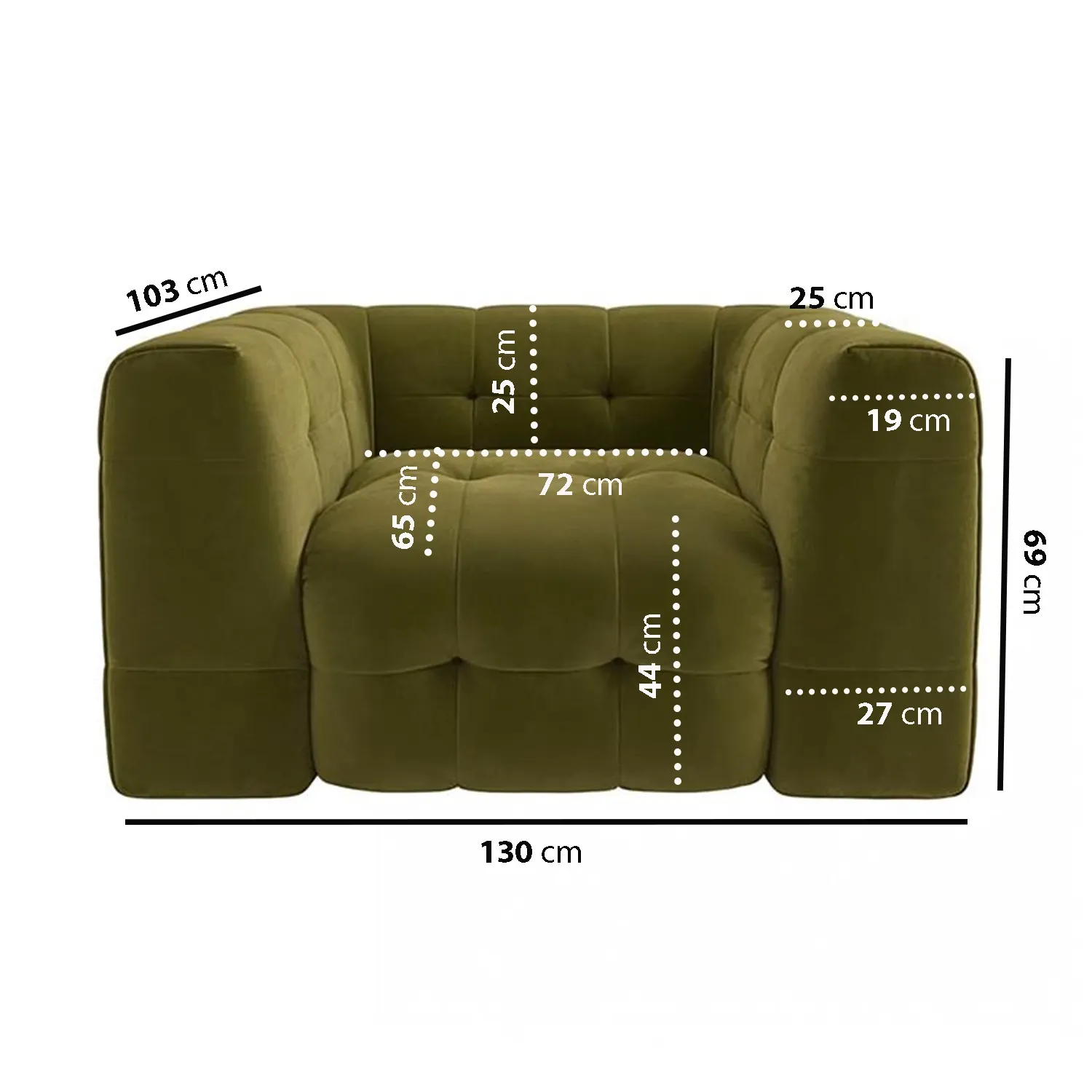 2-Seater Love Seat - Olive Green, Velvet