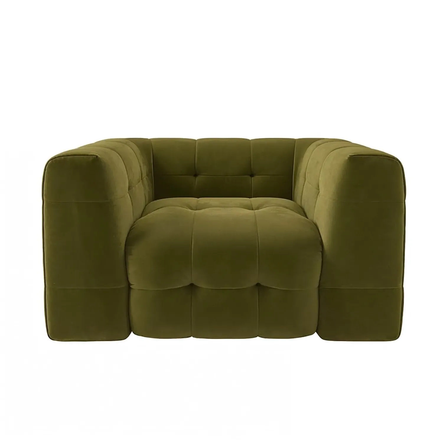 2-Seater Love Seat - Olive Green, Velvet