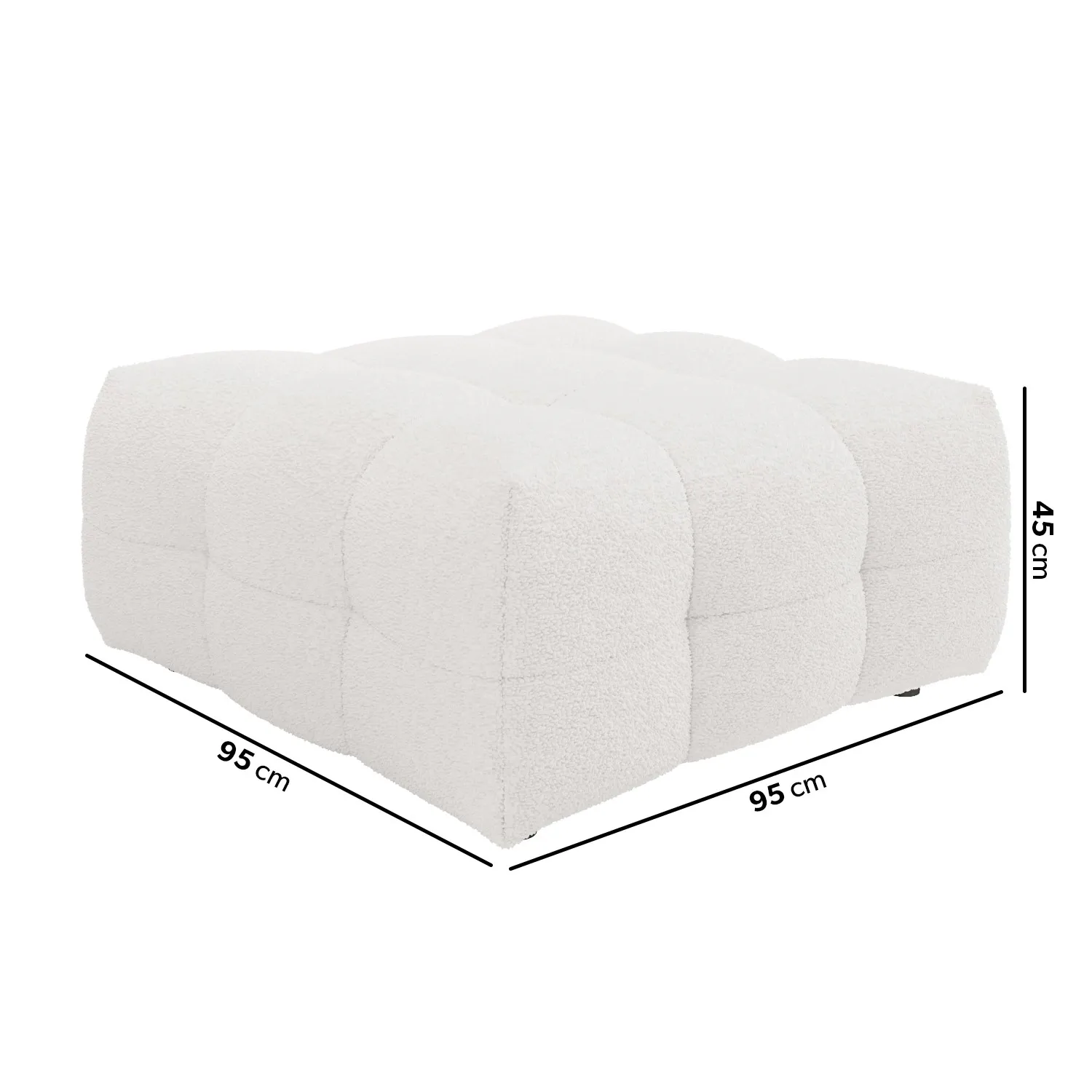 Large Square Footstool - Cream, Boucle