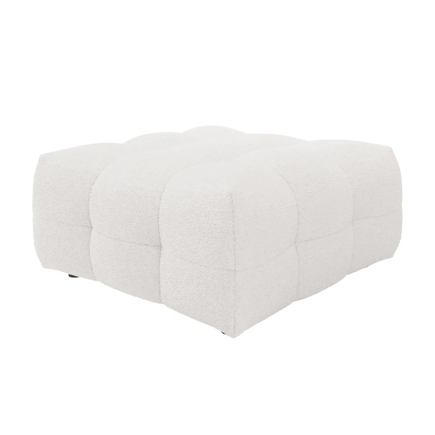 Large Square Footstool - Cream, Boucle