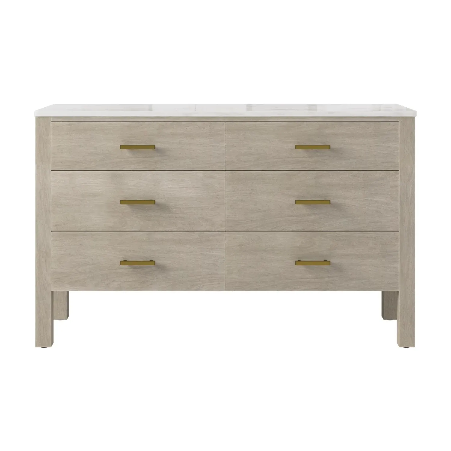 6-Drawer Chest with Marble Top - Wood, Mango