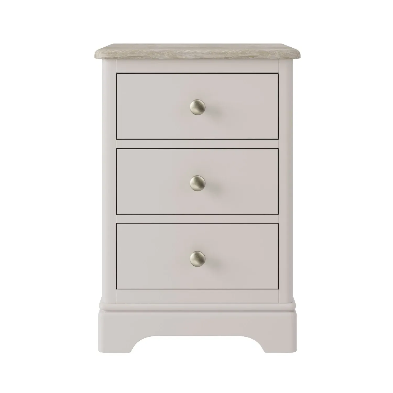 3-Drawer Bedside Table - Cream, Solid Oak
