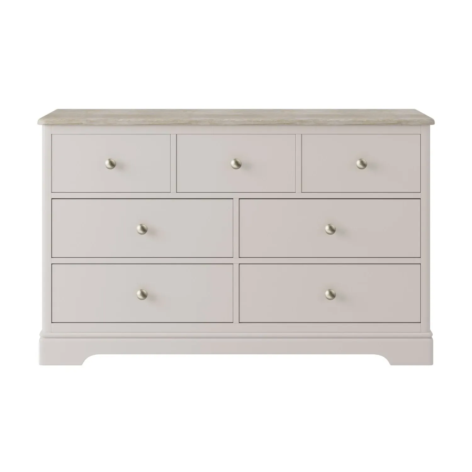 7-Drawer Chest with Oak Top - Cream, Wood