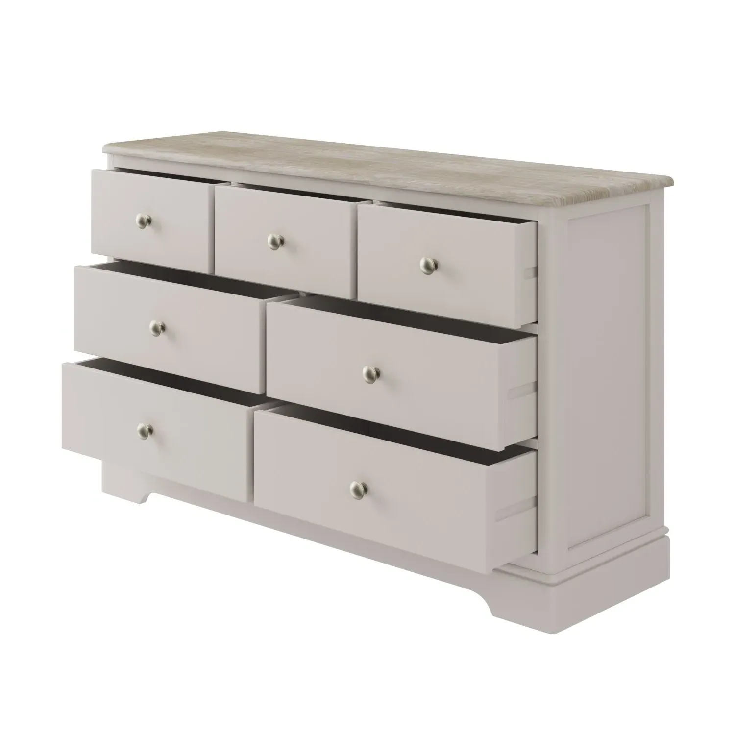 7-Drawer Chest with Oak Top - Cream, Wood