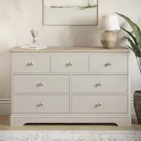 7-Drawer Chest with Oak Top - Cream, Wood