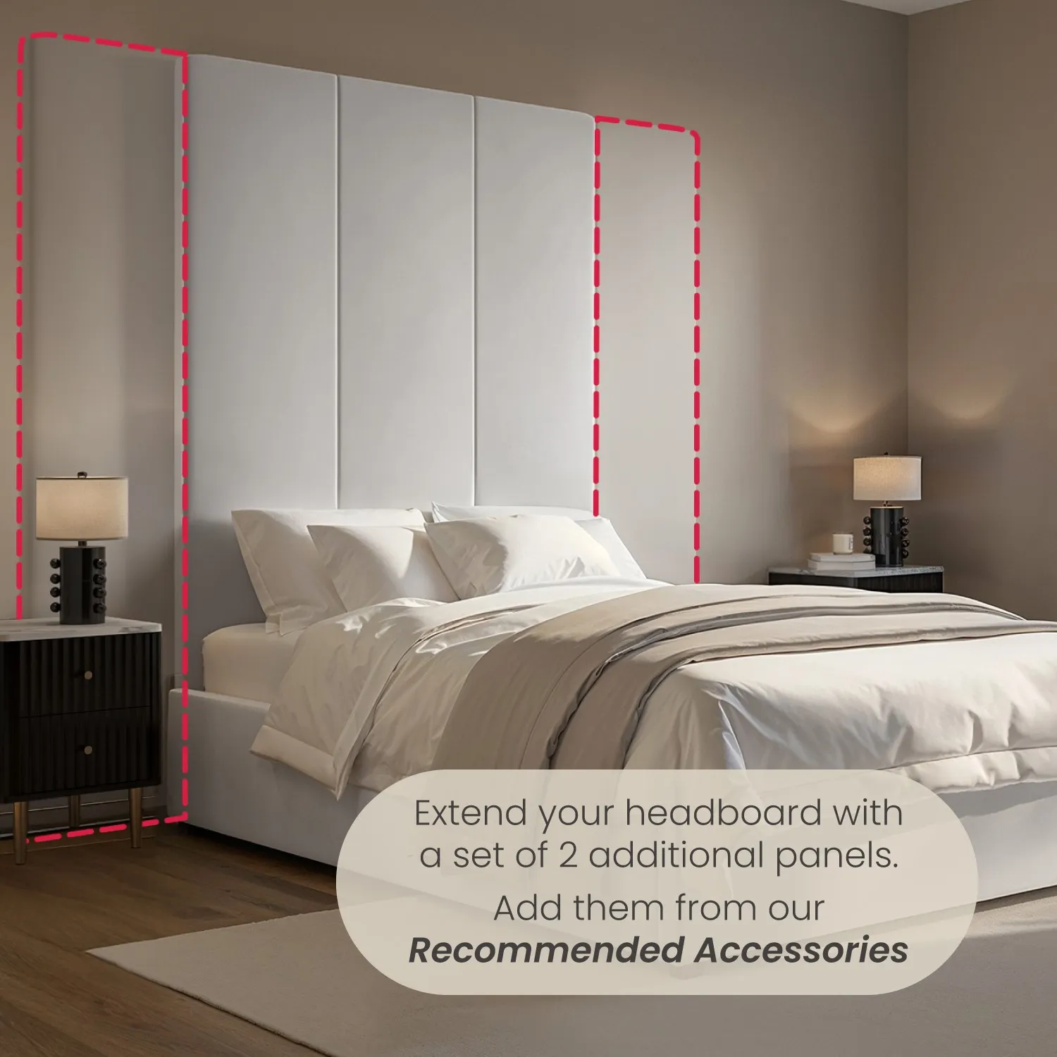 Double Ottoman Bed with Headboard - Grey, Velvet