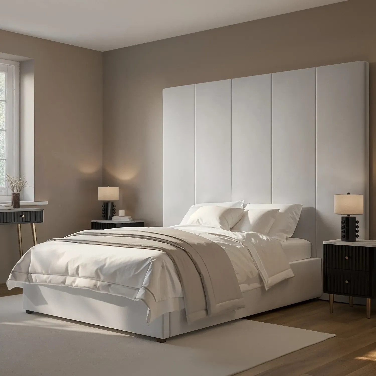 Pack of 2 Wall-Mounted Headboard Panels - Grey, Velvet
