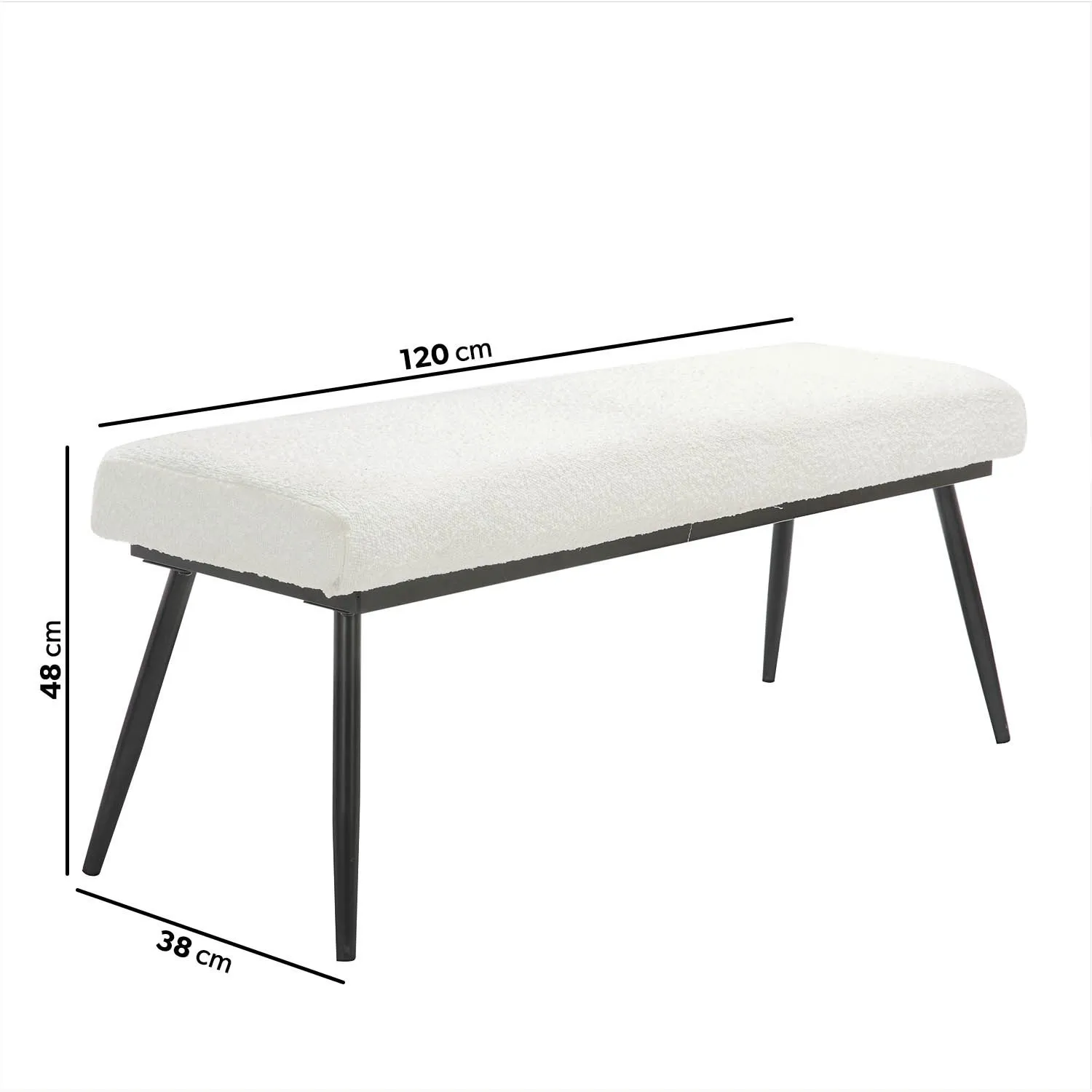 2-Seater Hallway Bench - Cream, Boucle