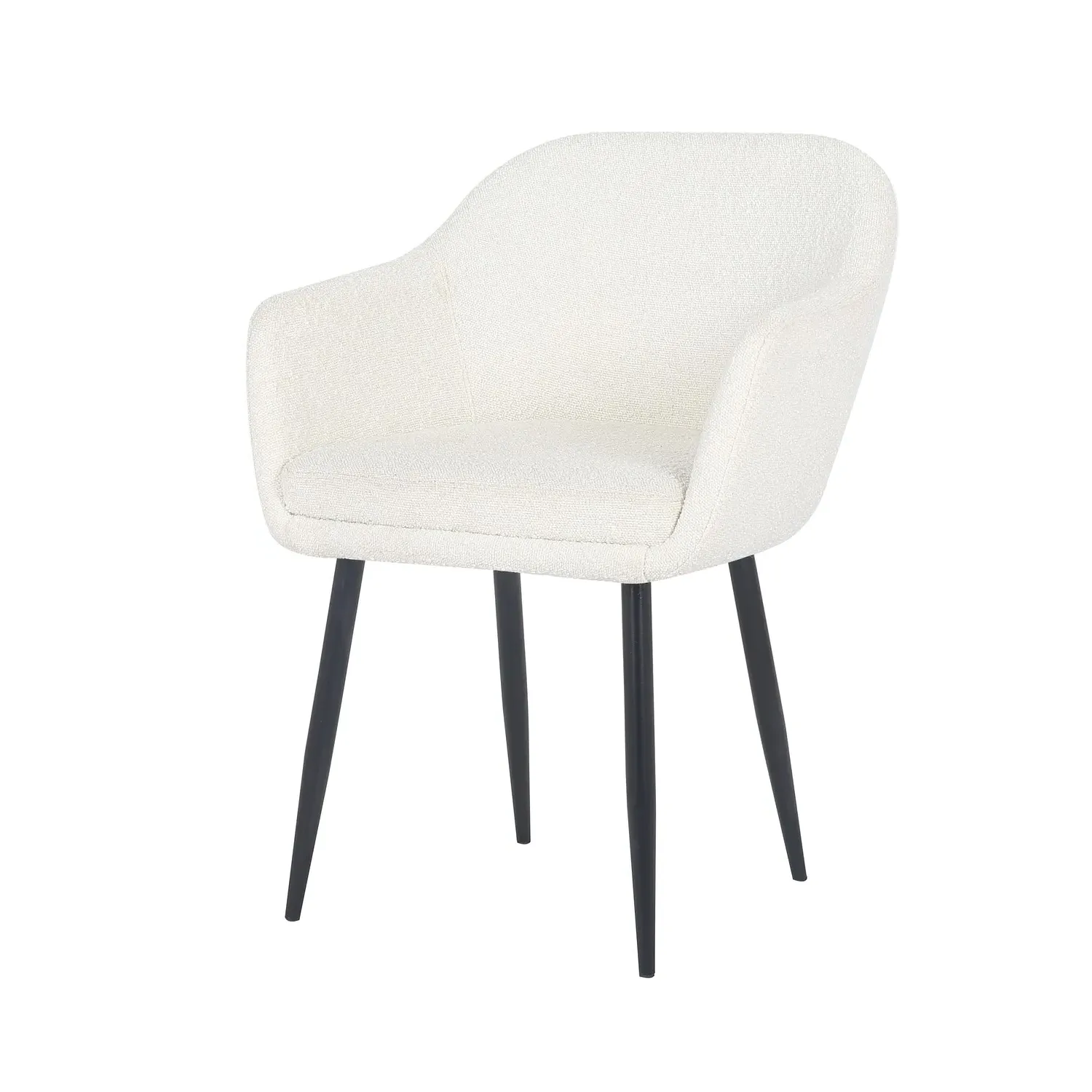 Set of 2 Armchair Dining Chairs - Cream, Boucle