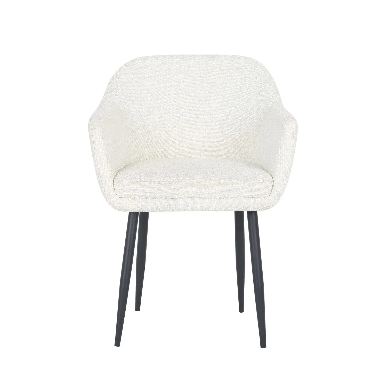Set of 2 Armchair Dining Chairs - Cream, Boucle
