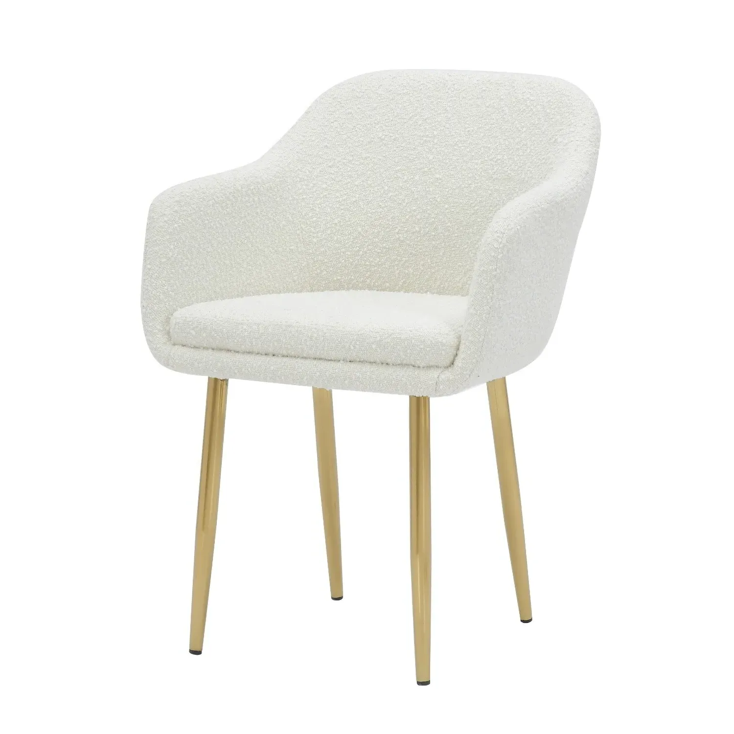 Set of 2 Armchair Dining Chairs - Cream, Boucle