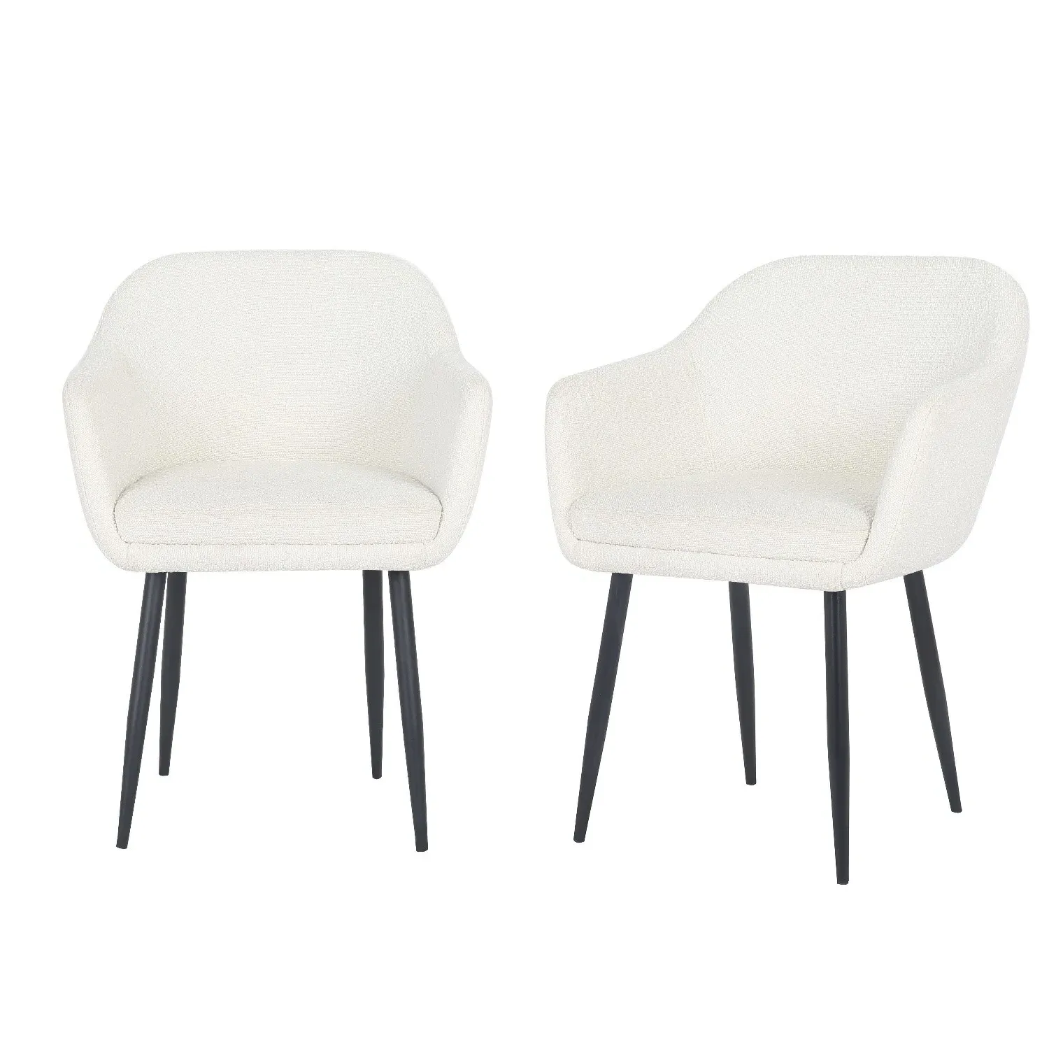 Set of 2 Armchair Dining Chairs - Cream, Boucle image