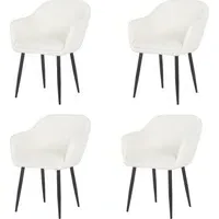 Set of 4 Armchair Dining Chairs - Cream, Boucle