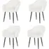 Set of 4 Armchair Dining Chairs - Cream, Boucle