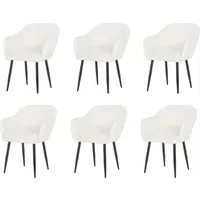 Set of 6 Armchair Dining Chairs - Cream, Boucle